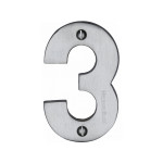 M Marcus Heritage Brass Numeral 3 - Face Fix 76mm Heavy font